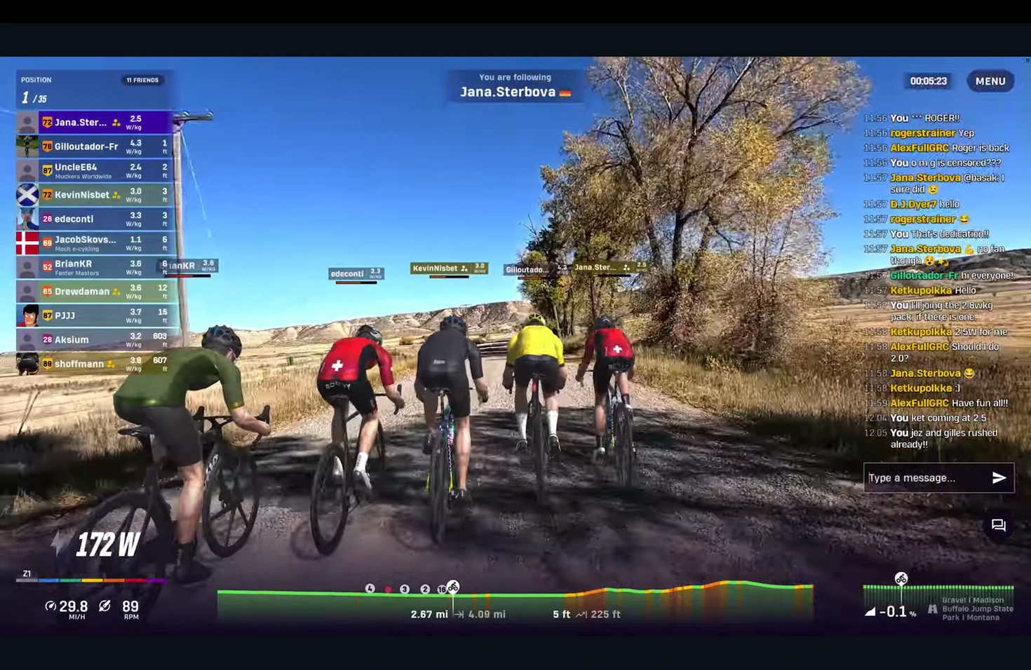 The Rouvy riding view
