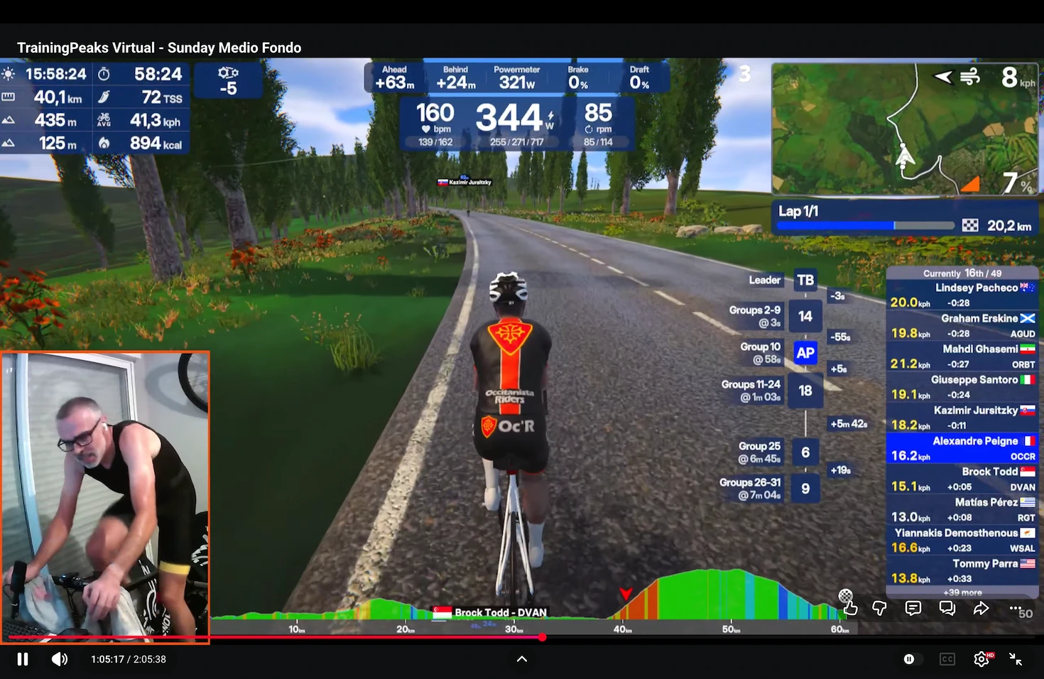 The TrainingPeaks Virtual riding view