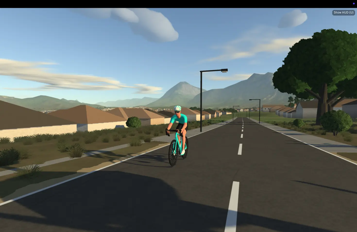 Riding a real-world climb with live gradient, draft and power readouts